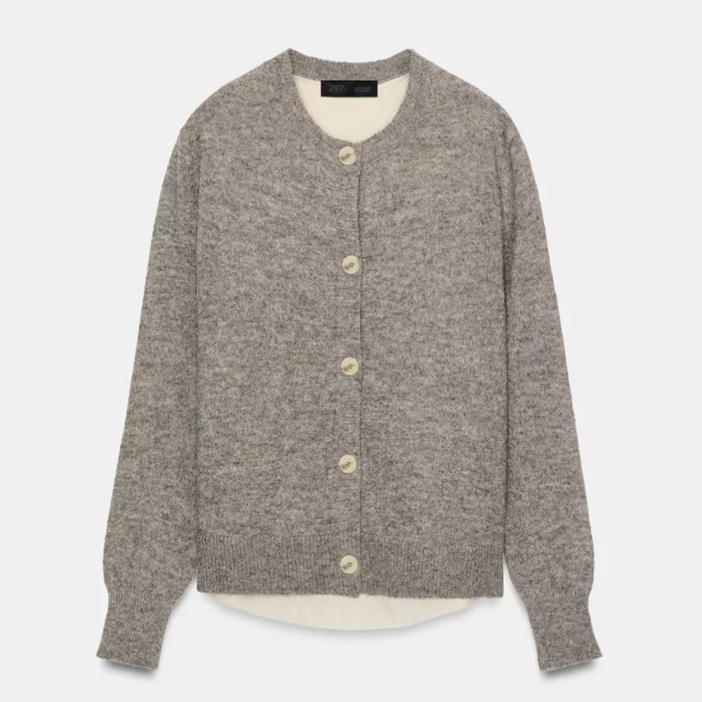 Zara Gray Button-Up Cardigan